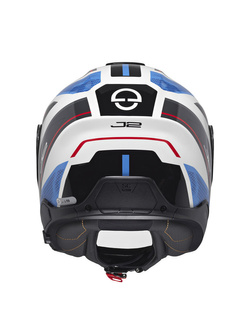 Zestaw: Kask otwarty Schuberth J2 Sigma czarno-biało-niebieski + dedykowany interkom motocyklowy