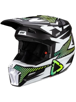 Kask enduro Leatt Moto 3.5 z goglami czarno-białymi-fluo