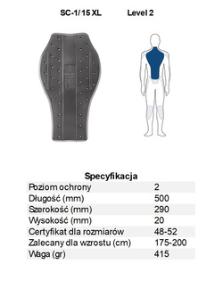 Ochraniacz pleców SAS-TEC SC-1/15 XL poziom 2