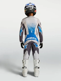 Spodnie cross dziecięce Alpinestars MX Fluid Drag czarno-szaro-niebieskie