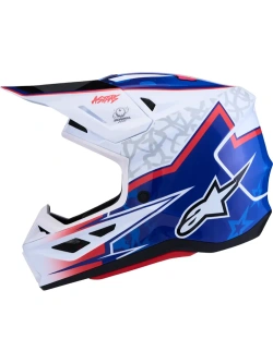 Kask enduro Alpinestars SM7 Blaster biało-niebiesko-czerwony połysk