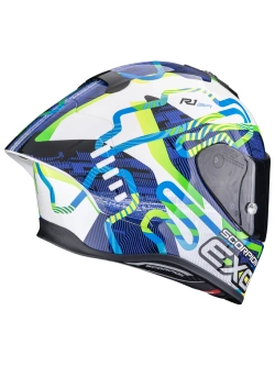 Kask integralny Scorpion EXO-R1 EVO II Air Cornering biało-niebiesko-zielony