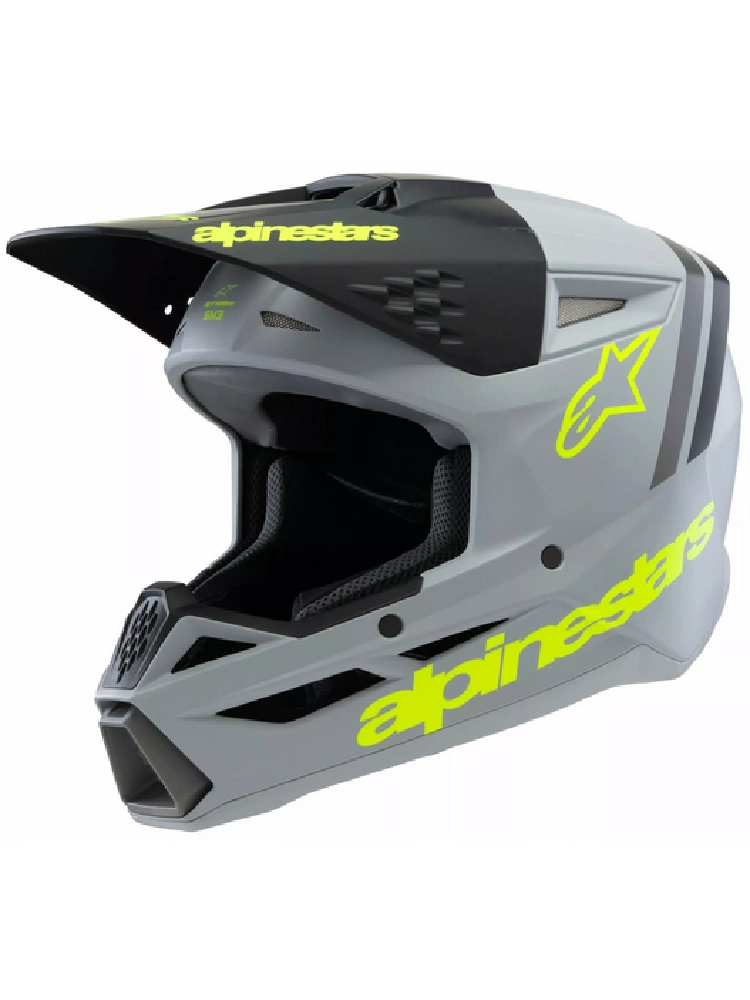 Kask enduro dziecięcy Alpinestars SM3 Radium czarno-szaro-żółty