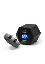 Gniazdo USB z woltomierzem i złączem DIN ISO 4165 Biketec mocowane do kierownicy czarne