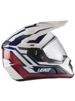 Kask enduro Leatt Moto 7.5 Royal biało-niebiesko-czerwony z goglami czarno-biało-czerwonymi