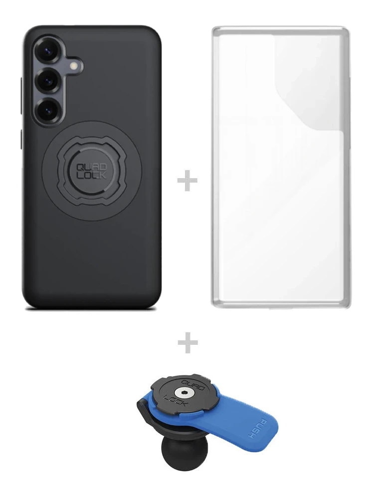 Zestaw: etui MAG na telefon Samsung Galaxy S25+ (magnetyczne) + wodoodporny pokrowiec MAG + uchwyt kulowy Quad Lock