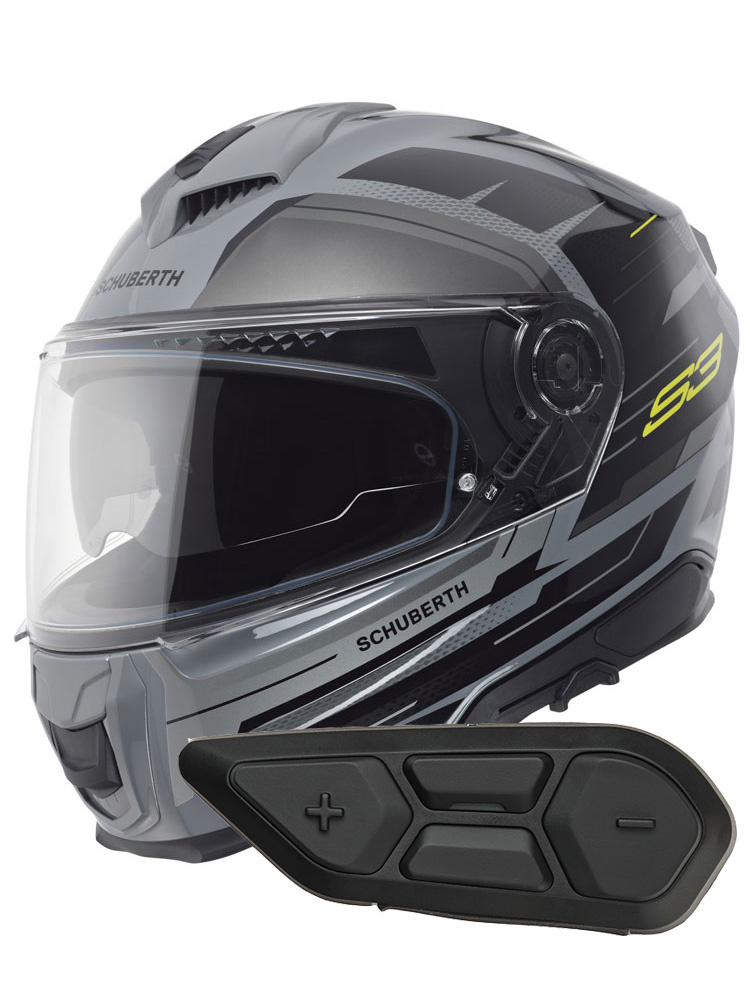 Zestaw: Kask integralny Schuberth S3 Apex czarno-szary + dedykowany interkom motocyklowy Schuberth SC2