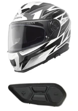 Zestaw: Kask integralny Schuberth S3 Thunder czarno-biały połysk + dedykowany interkom motocyklowy