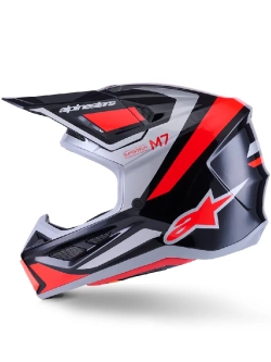Kask enduro Alpinestars SM7 Rise czarno-srebrno-czerwony połysk
