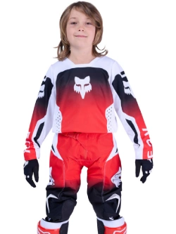 Bluza enduro dziecięca Fox 180 Shield czarno-biało-czerwona