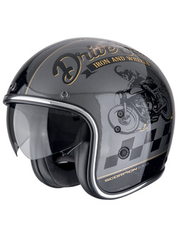 Kask otwarty Scorpion Belfast Evo Drive Fast srebrno-czarno-złoty