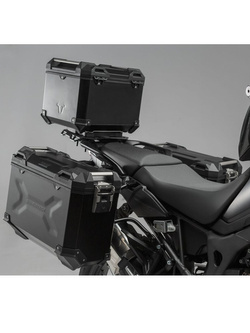 Zestaw: kufry boczne 45/37L + kufer centralny 38L TRAX ADV+ stelaże SW-MOTECH do motocykla Honda CRF1000L Africa Twin (15-17) czarne