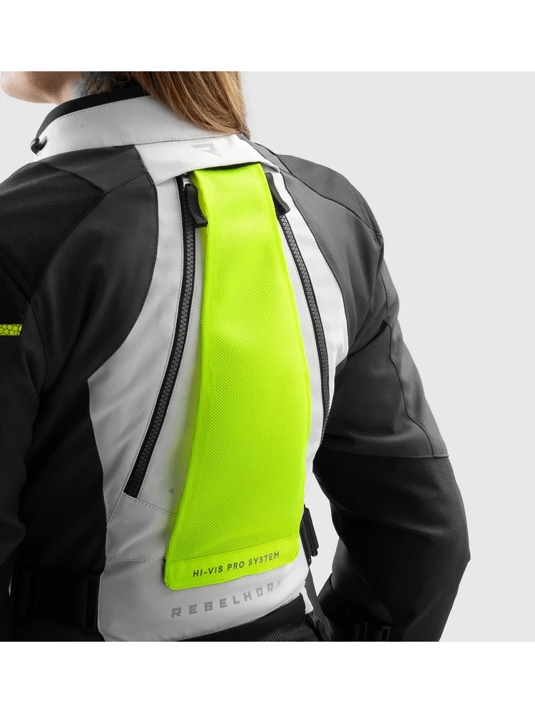 Kurtka motocyklowa damska tekstylna Rebelhorn Hardy 3.0 czarno-szaro-żółta