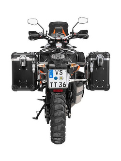 Zestaw: kufry boczne z anodowanego aluminium czarne "And-Black" Zega Evo + stelaże srebrne Touratech KTM 1050 Adventure/1090 Adventure/1290 Super Adventure (-20)/1190 Adventure/R (31+38L)