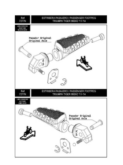 Mocowanie sportowych podnóżków PUIG do Triumph Tiger 800/XC/XCX/XCA/XR/XRX/XRT (pasażera)
