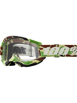 Gogle motocyklowe 100% Strata 2 War Camo z przezroczystą szybką zielono-brązowe
