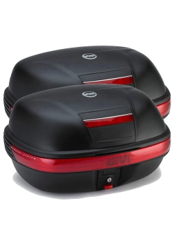 Zestaw kufrów bocznych GIVI Monokey E460N czarnych z czerwoną wstawką [poj.: 2 x 46l]