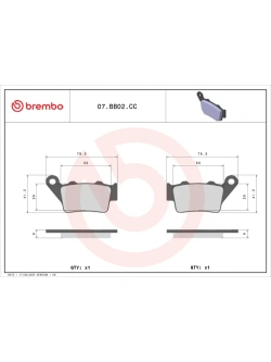 Klocki hamulcowe Brembo CC 07BB02CC [na tył, kpl. na 1 tarczę]