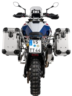 Zestaw: kufry boczne srebrne "And-S" Zega Evo + stelaże srebrne Touratech BMW F 900 GS (24-) [poj.: 31+38l]