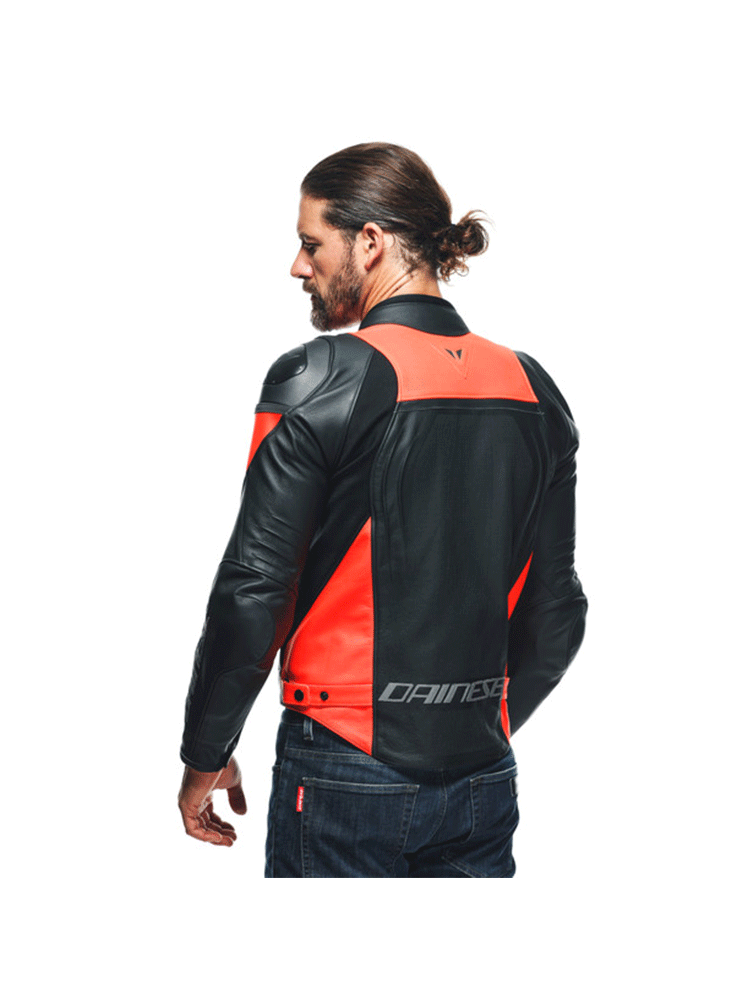 Kurtka motocyklowa skórzana Dainese Racing 4 perforowana czarno-czerwona