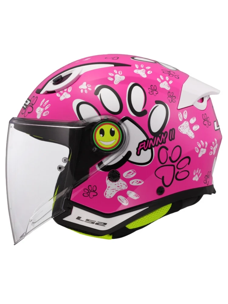 Kask dziecięcy otwarty LS2 OF622 Funny II Paws różowo-biały