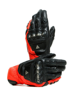 Skórzane rękawice motocyklowe Dainese 4 Stroke 2 czarno-fluo czerwone