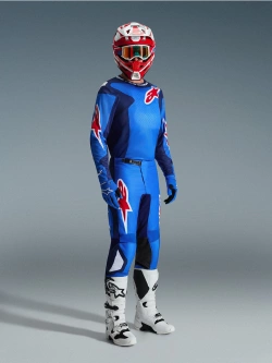 Spodnie cross Alpinestars MX Fluid Grid czarno-niebiesko-czerwone