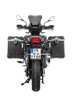 Zestaw: kufry boczne z anodowanego aluminium czarne Zega Evo X + stelaże srebne Touratech BMW F850GS/ Adventure/ F750GS/ F900GS Adventure/ F800GS (24-) (2 x 45L)