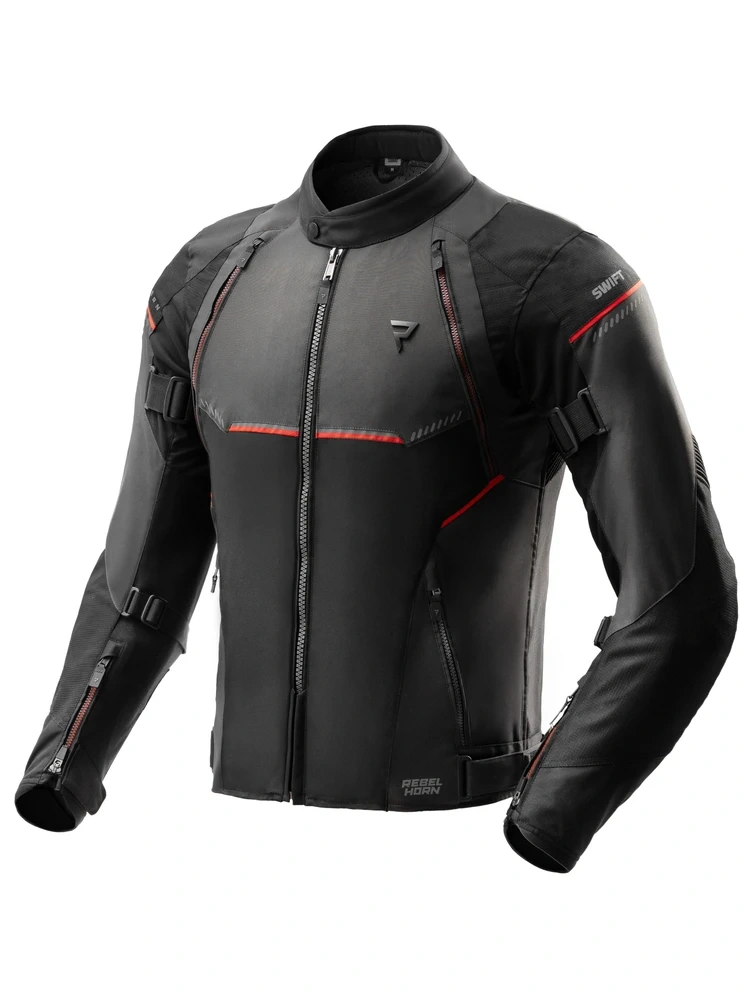 Kurtka motocyklowa tekstylna Rebelhorn Swift czarno-szaro-czerwona