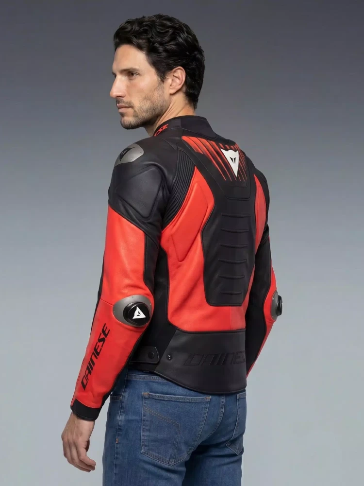 Kurtka motocyklowa skórzana Dainese Super Speed 5 czarno-czerwono-biała
