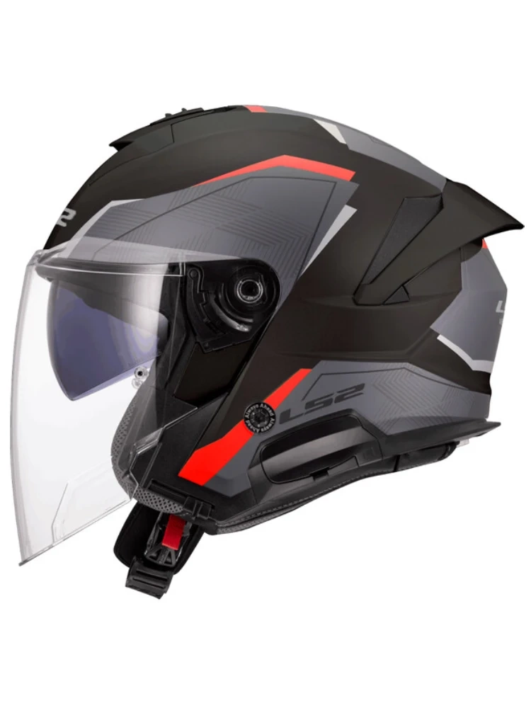 Kask otwarty LS2 OF618 Verso II czarno-szaro-czerwony