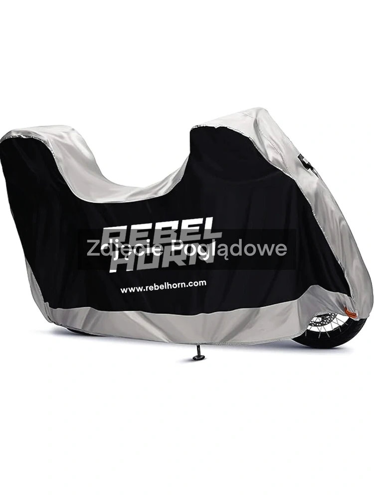 Pokrowiec na motocykl z miejscem na kufer centralny Rebelhorn Shelter czarno-srebrny