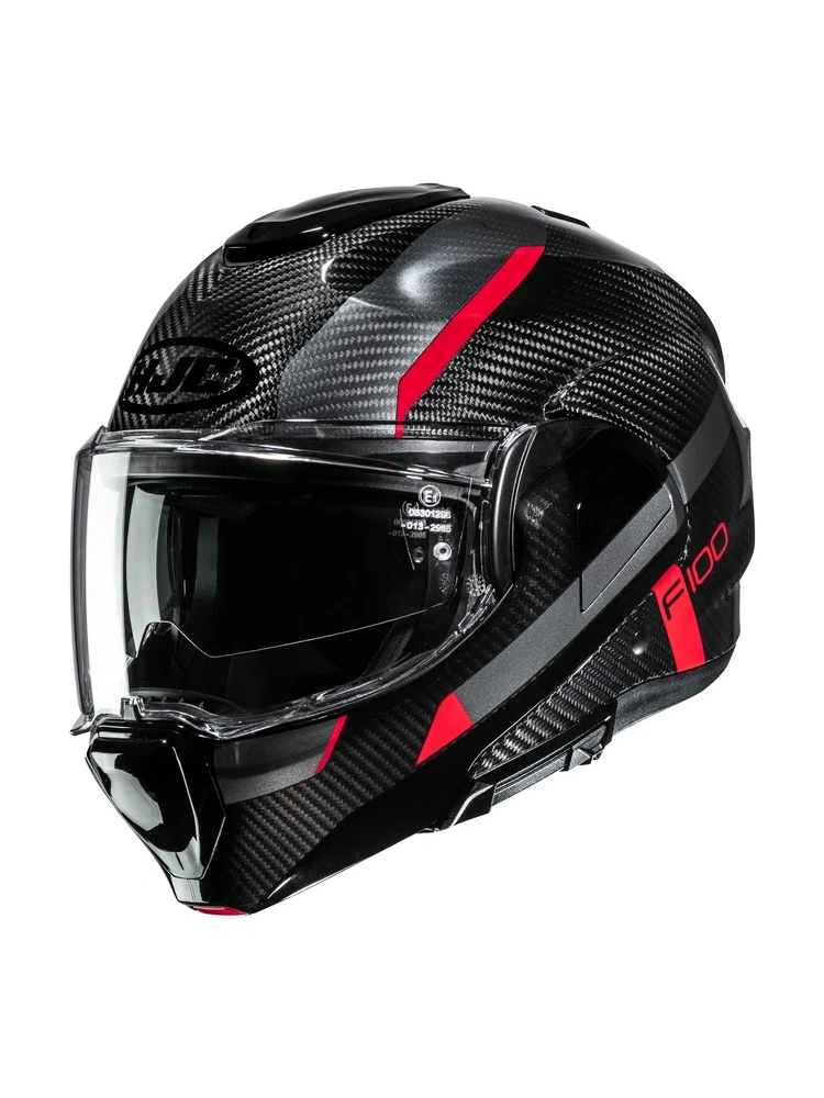 Kask szczękowy HJC F100 Carbon Askan czarno-czerwony
