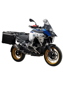 Zestaw: kufry boczne z anodowanego aluminium czarne "And-Black" Zega Evo + stelaże srebrne Touratech BMW R 1300 GS Adventure (24-) [38+38l]