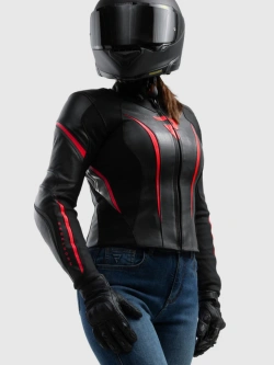 Kurtka motocyklowa damska skórzana Rebelhorn Diva ST czarno-czerwono-biała
