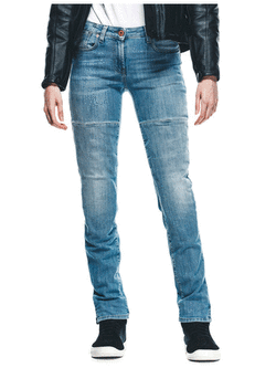 Jeansy motocyklowe damskie Dainese Denim Stone Slim Tex niebieskie