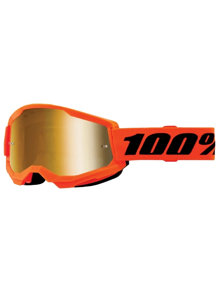 Gogle motocyklowe z szybą lustrzaną dziecięce 100% Strata 2 pomarańczowe