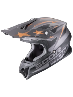 Kask enduro Scorpion VX-16 Evo Air Patriot srebrno-czarno-złoty