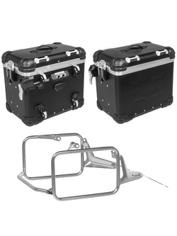 Zestaw: kufry boczne z anodowanego aluminium czarne "And-Black" Zega Evo + stelaże Touratech do BMW R1300 GS (23-) (45+45L)