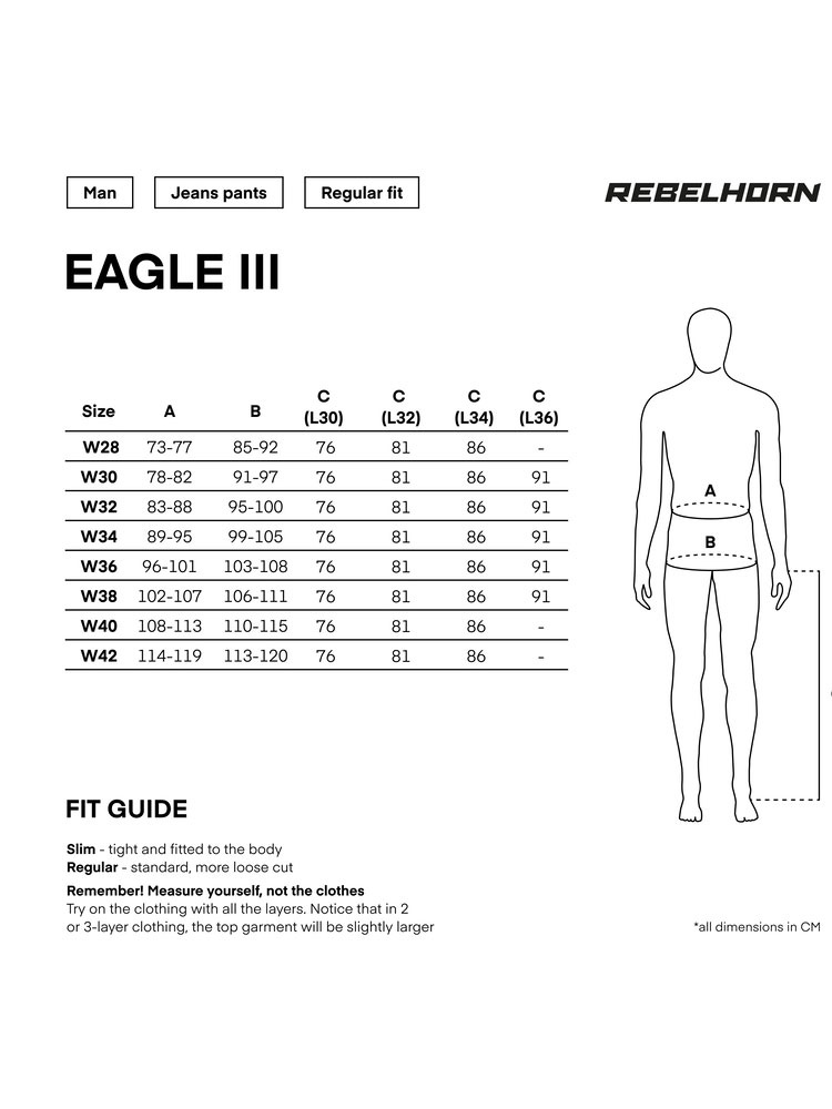 Jeansy motocyklowe Rebelhorn Eagle III Slim Fit niebieskie