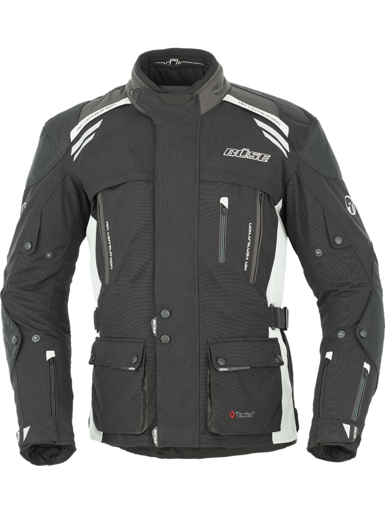 Kurtka motocyklowa tekstylna Büse Highland czarno-biała
