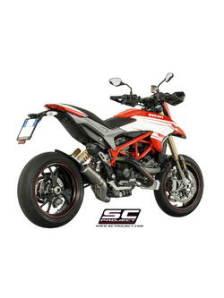 Tłumik SC-Project, CR-T Titanium (Slip On) z rurą łączącą 2-1 do likwidacji zaworu - Ducati Hypermotard 821 [13-16]