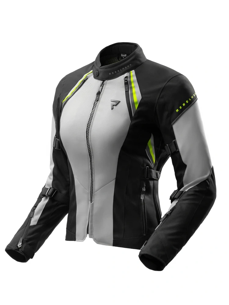 Kurtka motocyklowa damska tekstylna Rebelhorn Swift czarno-szara-fluo
