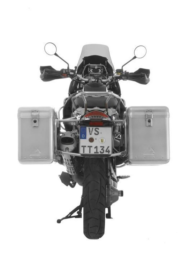 Zestaw: kufry boczne srebrne Zega Mundo + stelaże srebrne Touratech BMW R1200GS/Adventure (38+45L)