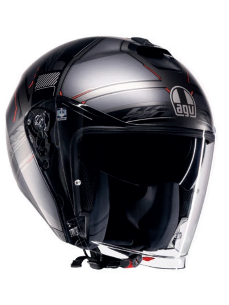 Kask otwarty AGV Irides Zagabria srebrno-czerwony matowy