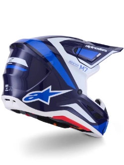 Kask enduro Alpinestars SM7 Rise niebiesko-biało-czarny połysk