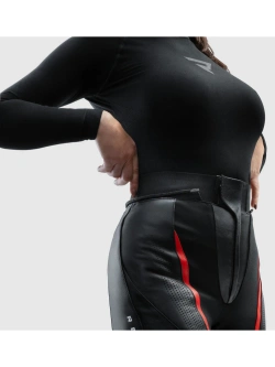 Spodnie motocyklowe damskie skórzane Rebelhorn Diva czarno-czerwone