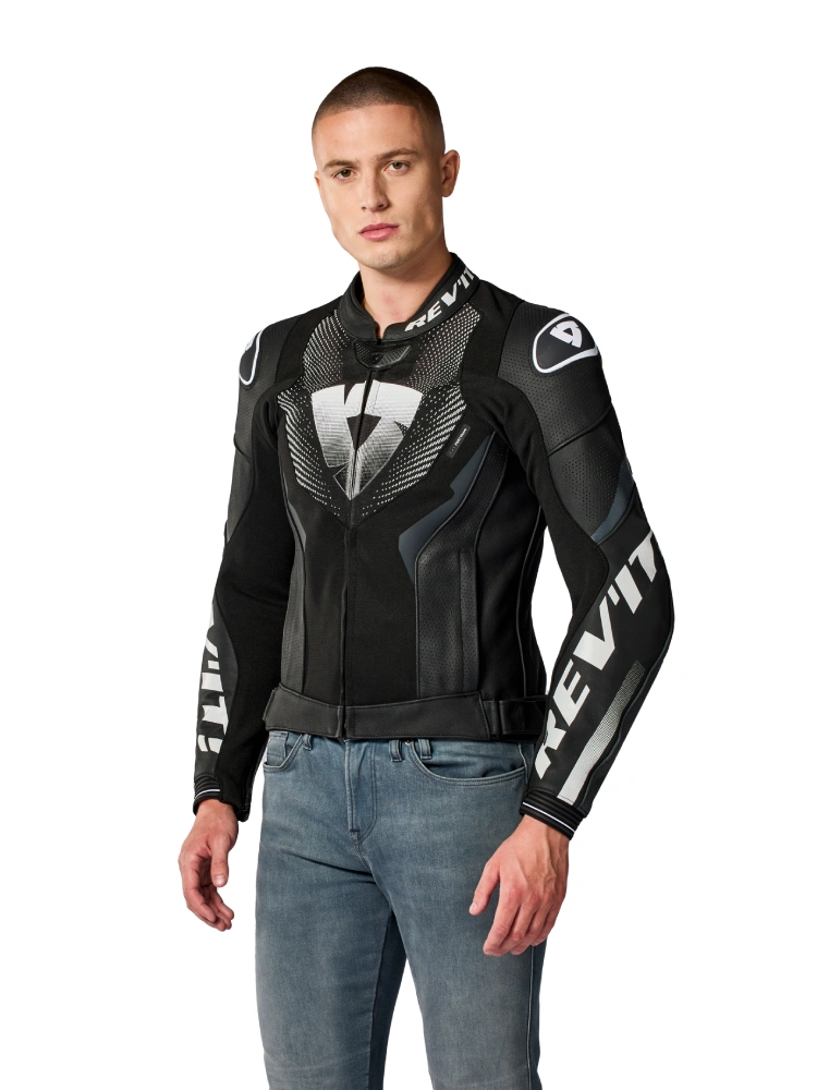 Kurtka motocyklowa skórzana REV’IT! Hyperspeed 3 Air czarno-biała