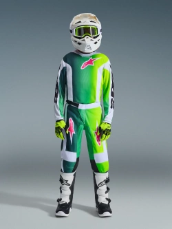 Spodnie cross dziecięce Alpinestars MX Fluid Portl zielono-biało-czarne
