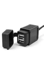 Gniazdo USB ze złączem DIN ISO 4165 Biketec mocowane do kierownicy czarne